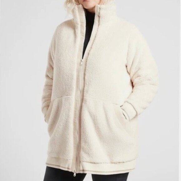 Athleta Tugga Coat size Large Sherpa Coat Natural Size Large - Picture 1 of 10